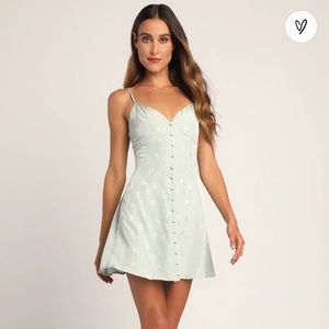 NWT Lulu’s Sage Green Floral Satin Mini Dress